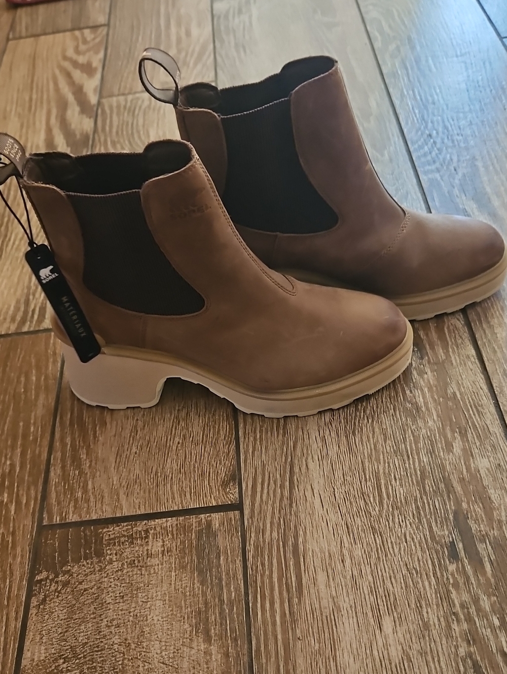 Sorel Brown Chelsea Lug Heel Ankle Boots